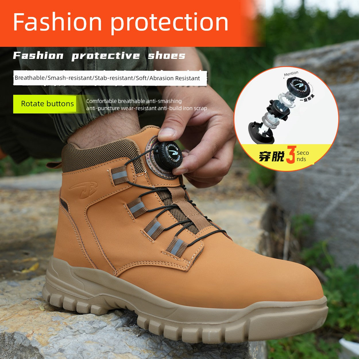Soft Attack Shield and Anti-Stab Wear Steel Plate Construction Site Labor Protection Shoes