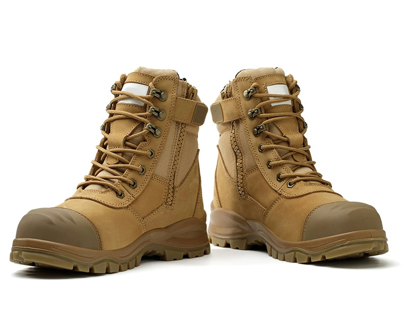 Safety Boots Men's Welders for the Four Seasons First Layer Cowhide Work Anti-Smash and Anti-Puncture Plaid Solid Bottom