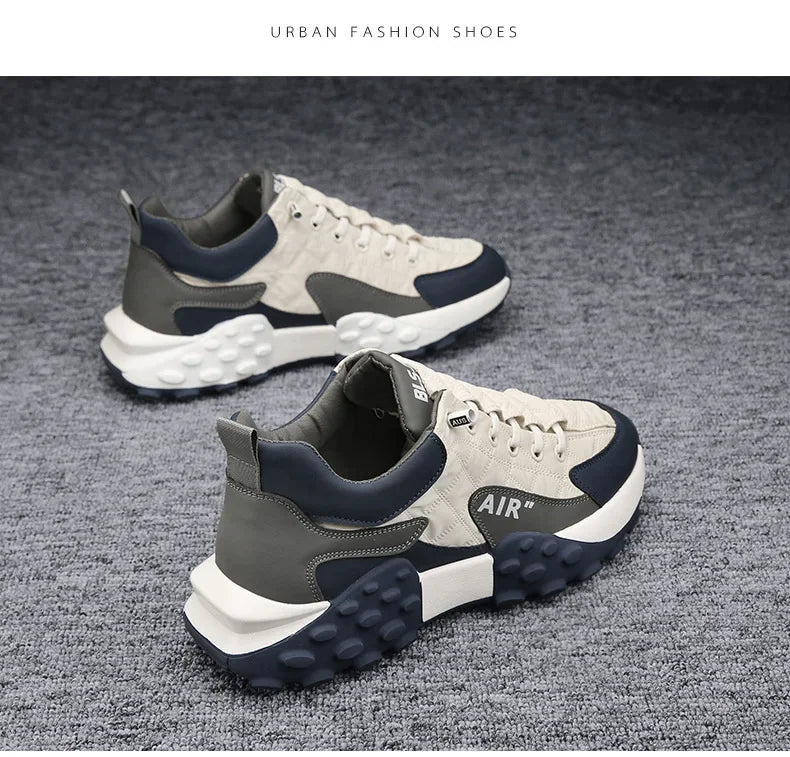 Thick Sole Mens Sneakers Fashion Man Shoe Versatile Vulcanized Shoe Lace Up Outdoor Running Shoes Anti-slip Zapatillas De Hombre