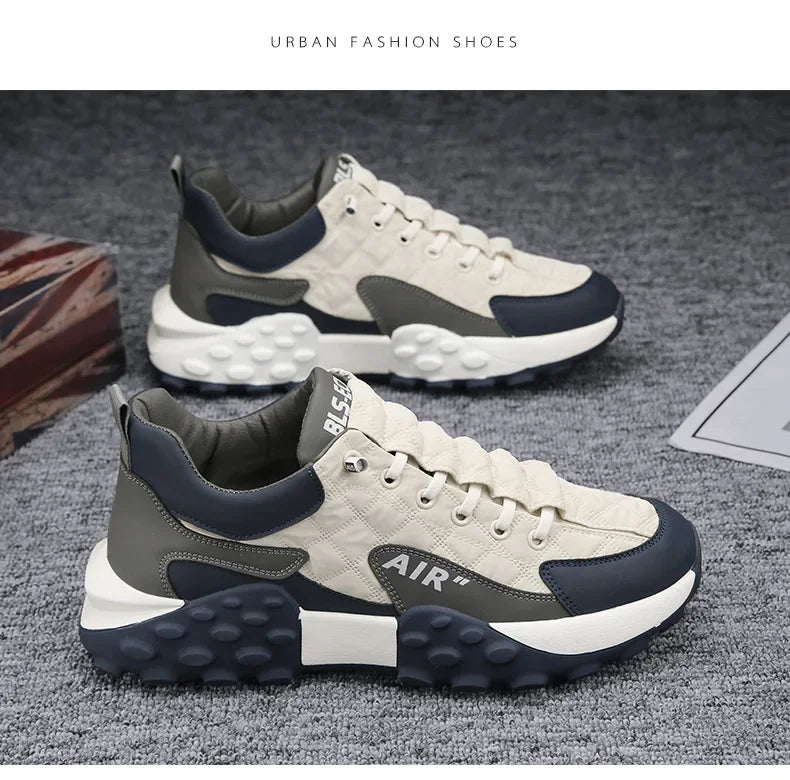Thick Sole Mens Sneakers Fashion Man Shoe Versatile Vulcanized Shoe Lace Up Outdoor Running Shoes Anti-slip Zapatillas De Hombre