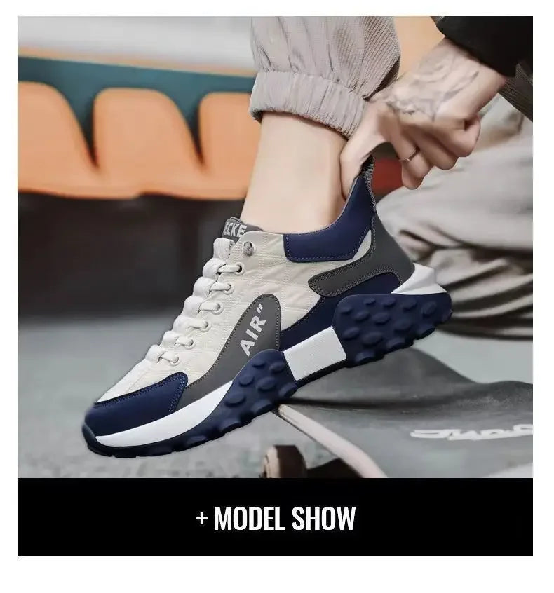 Thick Sole Mens Sneakers Fashion Man Shoe Versatile Vulcanized Shoe Lace Up Outdoor Running Shoes Anti-slip Zapatillas De Hombre