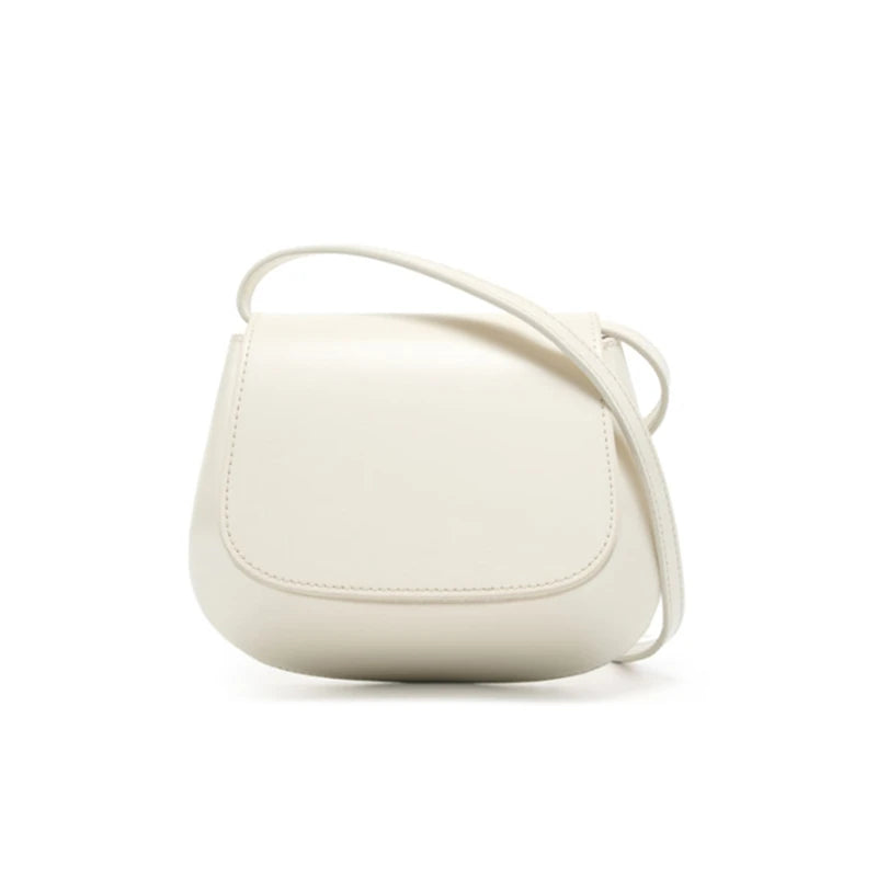 Burminsa Trendy Genuine Leather Saddle Small Crossbody Bags For Women 2025 Luxury Designer Shoulder Purses Round Ladies Handbags