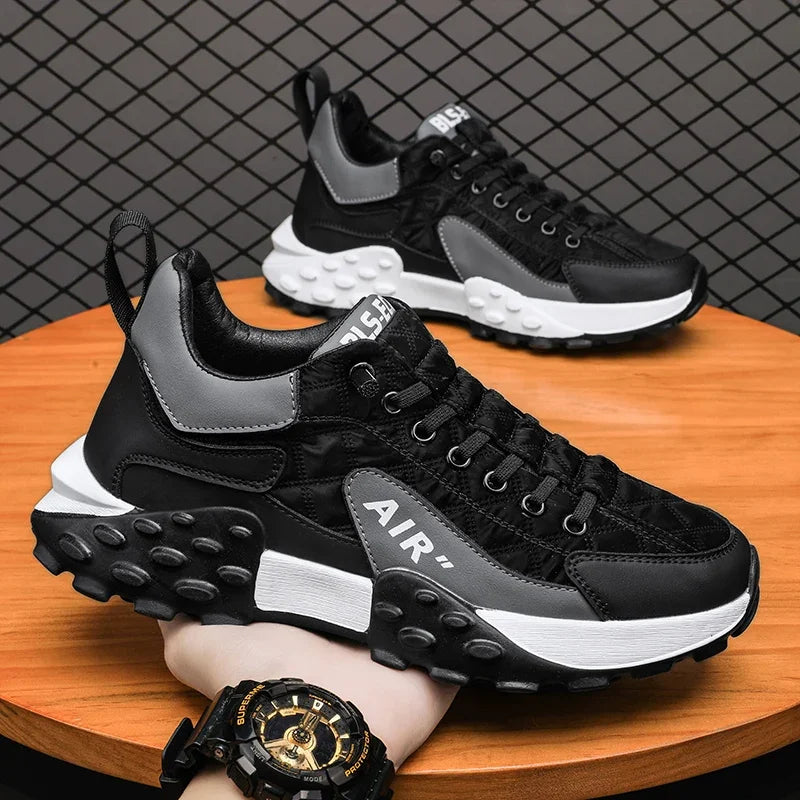 Thick Sole Mens Sneakers Fashion Man Shoe Versatile Vulcanized Shoe Lace Up Outdoor Running Shoes Anti-slip Zapatillas De Hombre