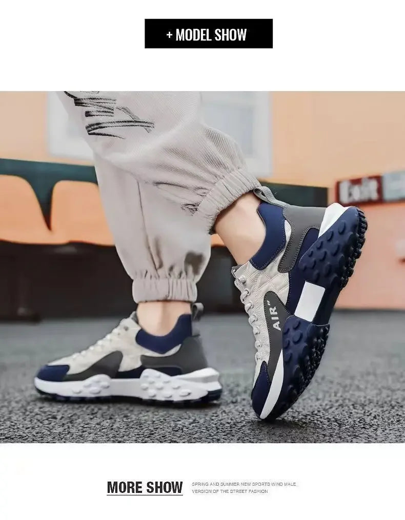 Thick Sole Mens Sneakers Fashion Man Shoe Versatile Vulcanized Shoe Lace Up Outdoor Running Shoes Anti-slip Zapatillas De Hombre