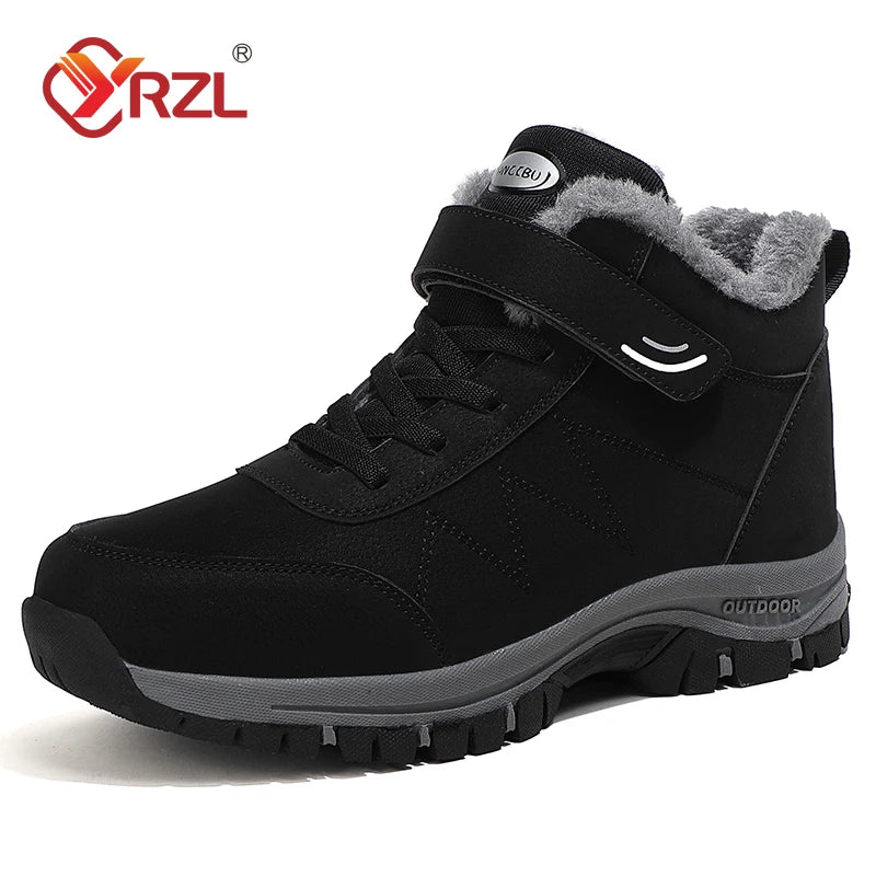 YRZL Men's Snow Boots Waterproof Sneakers Super Warm Plush Women Boots Outdoor Non-slip Couple Hiking Boots Work Shoes Winter