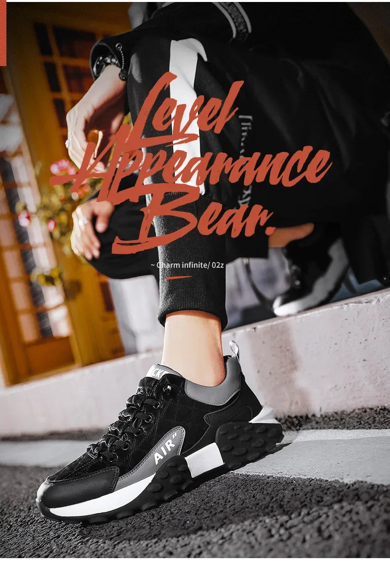 Thick Sole Mens Sneakers Fashion Man Shoe Versatile Vulcanized Shoe Lace Up Outdoor Running Shoes Anti-slip Zapatillas De Hombre