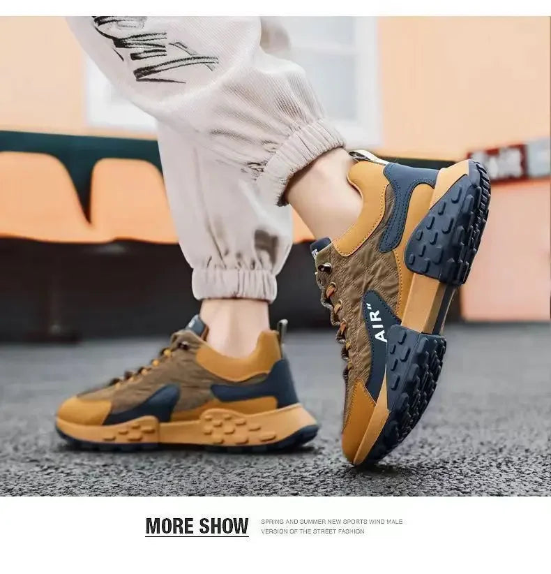 Thick Sole Mens Sneakers Fashion Man Shoe Versatile Vulcanized Shoe Lace Up Outdoor Running Shoes Anti-slip Zapatillas De Hombre
