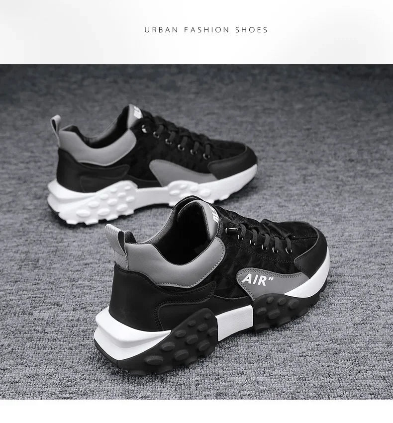 Thick Sole Mens Sneakers Fashion Man Shoe Versatile Vulcanized Shoe Lace Up Outdoor Running Shoes Anti-slip Zapatillas De Hombre
